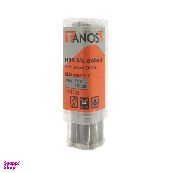 مته کبالت تانوس مدل YP-HSS-SIZE3 سایز 3 میلی متر مجموعه 10 عددی
