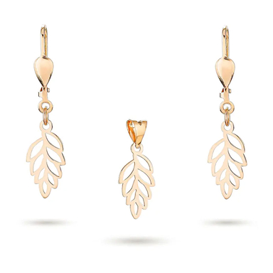 نیم ست طلا 18 عیار زنانه میلی گالری مدل آرمیتا طرح برگ کد MT538