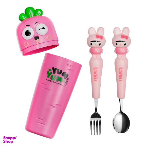 ست قاشق و چنگال کودک مدل YUM-101 به همراه قاب