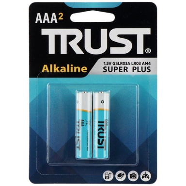باتری نیم قلمی تراست مدل Alkaline Super Plus LR03 1.5V AAA بسته 2 عددی