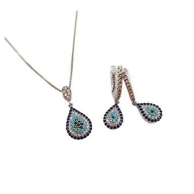 نیم ست نقره زنانه مدل اشک چشم نظر سپیدار کد 08