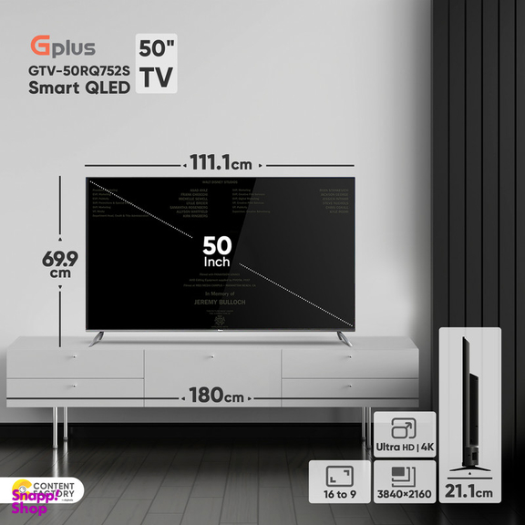 تلویزیون کیو ال ای دی هوشمند جی پلاس مدل GTV-50RQ752S سایز 50 اینچ