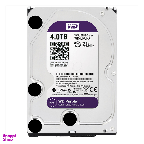 هارد دیسک اینترنال وسترن دیجیتال مدل Purple WD40PURZ ظرفیت 4 ترابایت