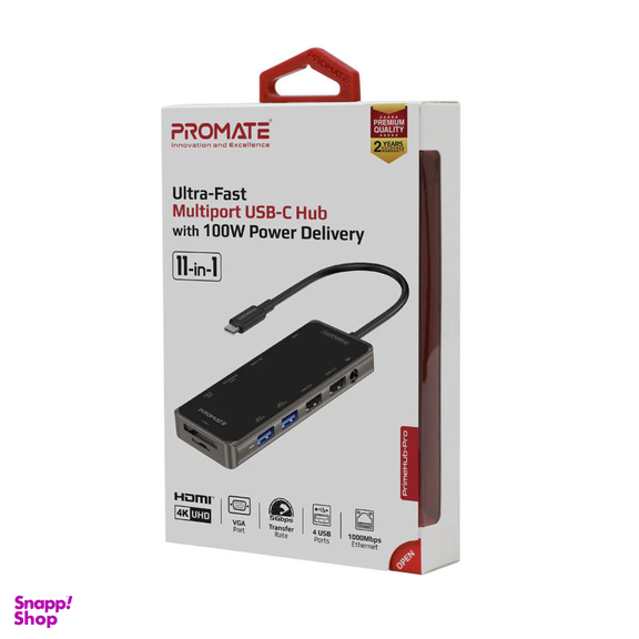 هاب 11 پورت USB-C پرومیت مدل PRIMEHUB-PRO