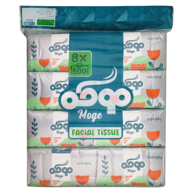 دستمال کاغذی 250 برگ موگه مدل دو لایه بسته 8 عددی