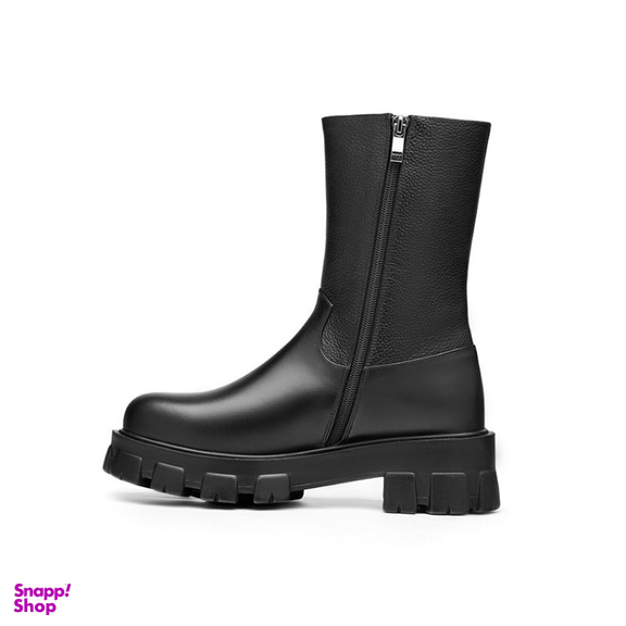 نیم بوت زنانه نوین چرم مدل 6931 WS3654 رنگ مشکی