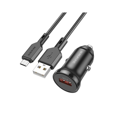 شارژر فندکی بروفون مدل BZ18 QC3.0 18W به همراه کابل تبدیل MicroUSB