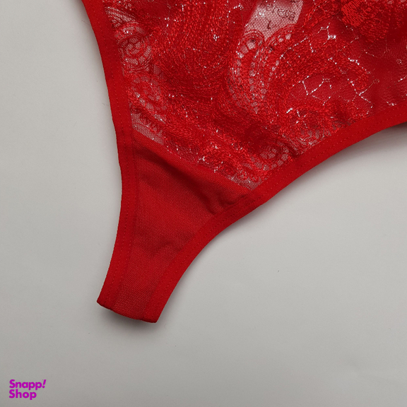 ست شورت و سوتین زنانه برتا مدل توری کد 2420ZR رنگ قرمز