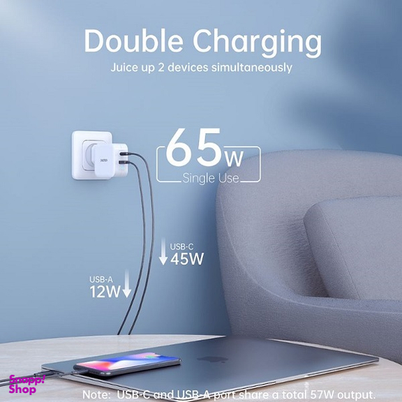 شارژر دیواری سریع چویتک 65 وات USB Type C مدل PD8002