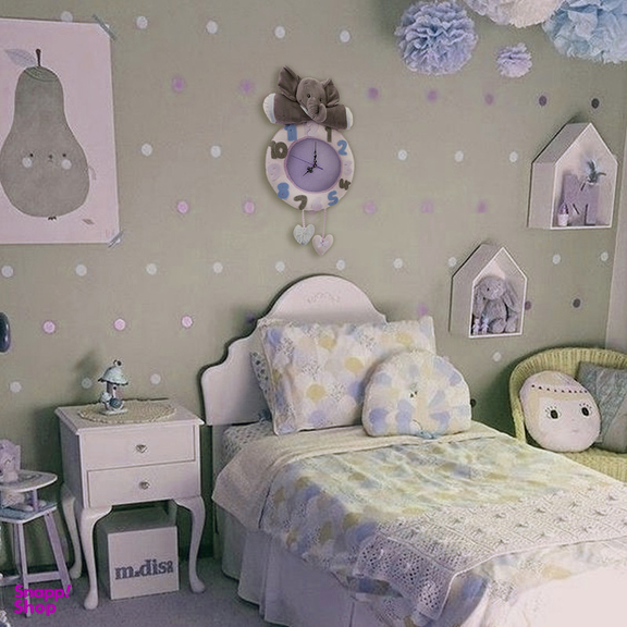 ساعت دیواری کودک نی نی سیس مدل فیل کد W-F/AB