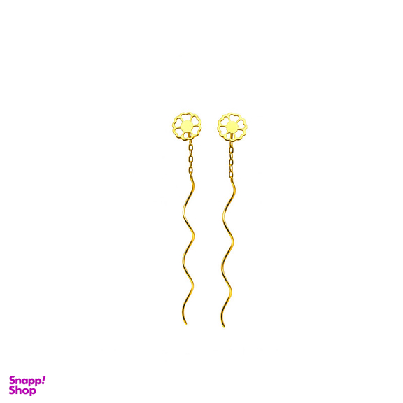 گوشواره بخیه ای طلا 18 عیار زنانه زرلاین مدل گل کد E-500037