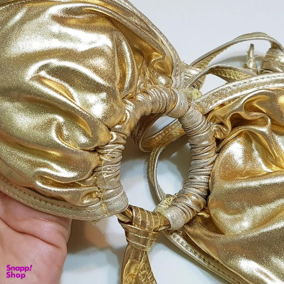 مایو زنانه رونیا مدل سگگ دار بندی پد متحرک کد 4926-981 رنگ طلایی