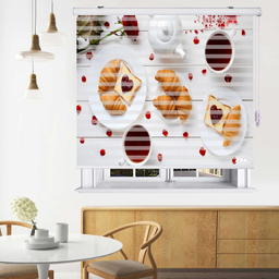 پرده زبرا زیو طرح صبحانه کد B15 سایز 200x150 سانتی متر