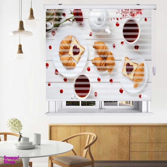 پرده زبرا زیو طرح صبحانه کد B15 سایز 200x150 سانتی متر