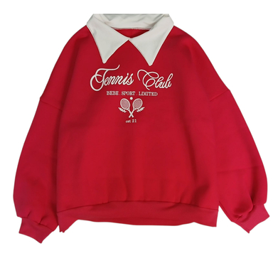 دورس یقه شکاری زنانه مدل TENNIS کد 9 رنگ قرمز