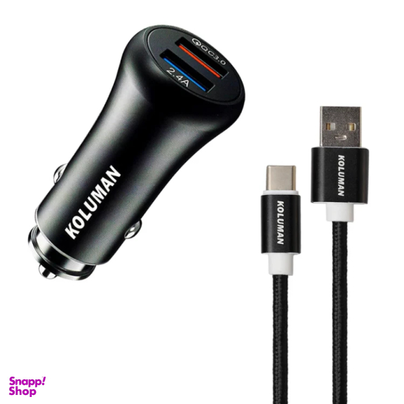 شارژر فندكی کلومن مدل KC_C02 به همراه کابل USB Type-C