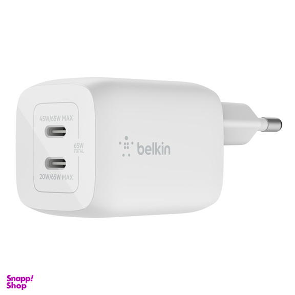 شارژر دیواری 65 وات بلکین مدل WCH013vfWH USB-C PD/GaN/PPS