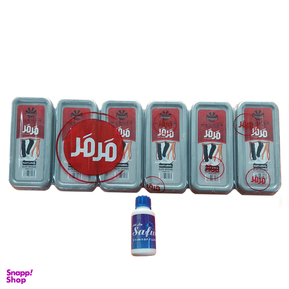 واکس ابری براق کننده کفش مرمر مدل مگا بسته 6 عددی به همراه 1 پودر بوگیر کفش