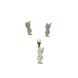 نیم ست نقره 925 عیار زنانه طرح ysl کد JWSET 1124022
