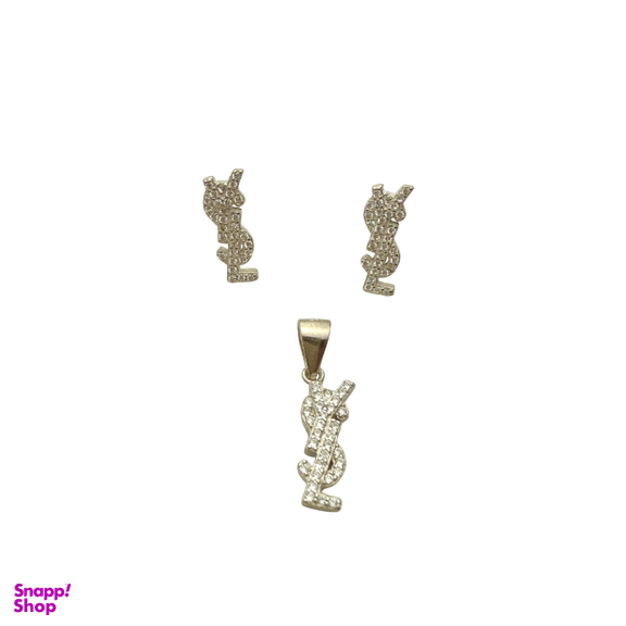 نیم ست نقره 925 عیار زنانه طرح ysl کد JWSET 1124022