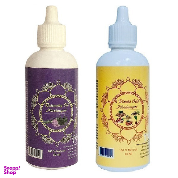 روغن تقویت کننده مو، مژه و ابرو مرهم یاب مدل شش گیاه و رزماری حجم 80 میلی لیتر مجموعه 2 عددی