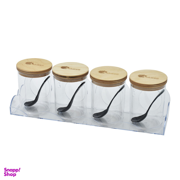 جا ادویه 4 پارچه اشکان مدل دلسا به همراه پایه و پیمانه