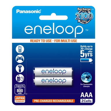 باتری نیم قلمی قابل شارژ پاناسونیک مدل Eneloop ظرفیت 800 میلی آمپر ساعت بسته‌ 2 عددی