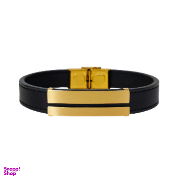 دستبند چرم و طلا 18 عیار مردانه کد 4267