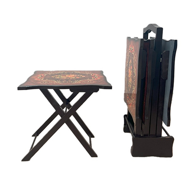 میز عسلی طرح گیتار کد AG01 مجموعه 4 عددی به همراه استند