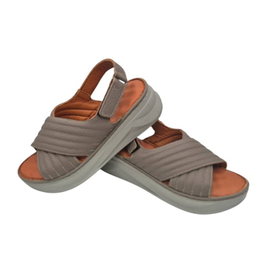 صندل طبی زنانه چرم ریباری مدل R70 رنگ ویزون
