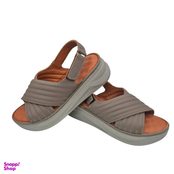صندل طبی زنانه چرم ریباری مدل R70 رنگ ویزون