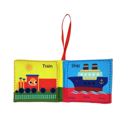 بازی آموزشی انتشارات ماه کوچولو مدل کتاب پارچه ای وسایل نقلیه و صفحات خش خشی