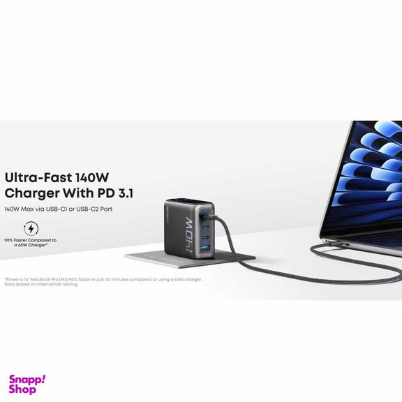 شارژر دیواری 140 وات انکر مدل B2697KZ1 (PD3.1) Zolo سه پین UK به همراه کابل U