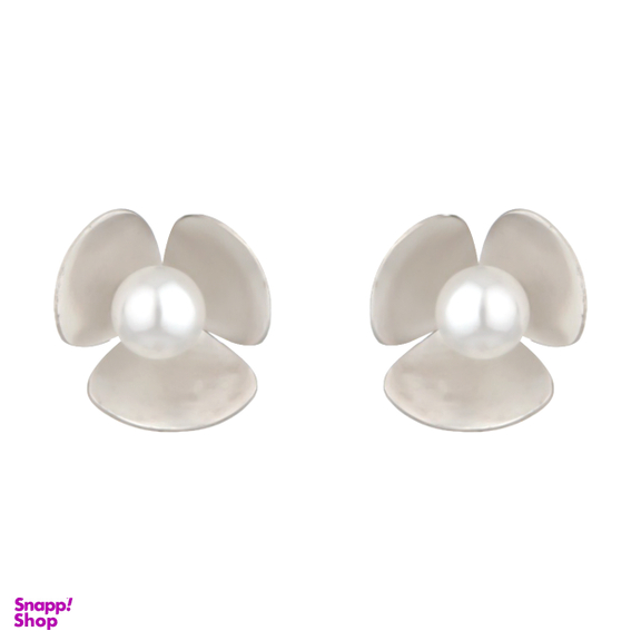 گوشواره نقره زنانه مدل گل یاس و مروارید کد E03