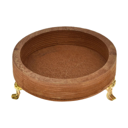 سینی چوبی مدل پایه دار طرح گرد مجموعه 5 عددی