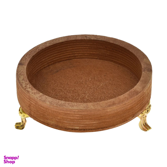 سینی چوبی مدل پایه دار طرح گرد مجموعه 5 عددی