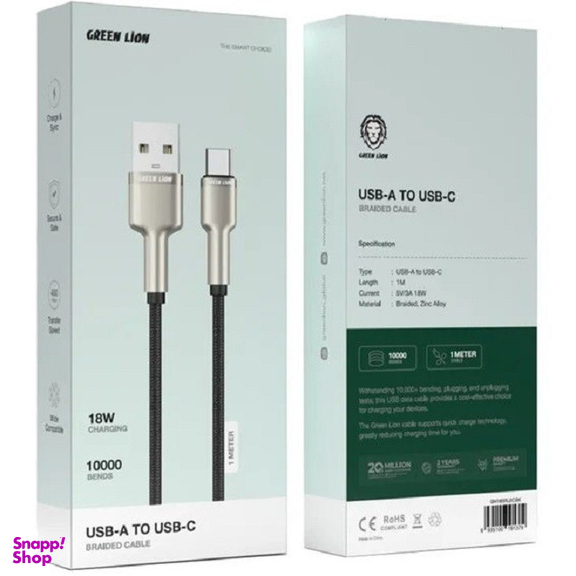 کابل شارژ 18 وات USB به Type-C گرین لاین مدل Zinc Alloy Cable طول 1 متر