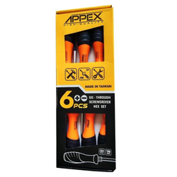 پیچ گوشتی ضربه خور اپکس مدل AJ-APX-1102 بسته 6 عددی