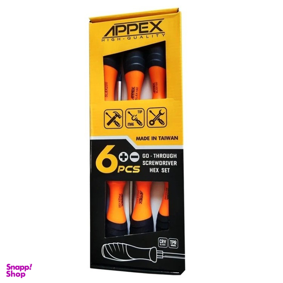 پیچ گوشتی ضربه خور اپکس مدل AJ-APX-1102 بسته 6 عددی