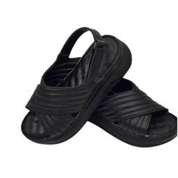 صندل طبی زنانه چرم ریباری مدل R70 رنگ مشکی
