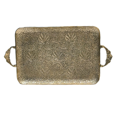 سینی برنجی پایه دار طرح طاووس کد 1003