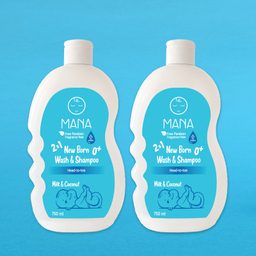 شامپو کودک و نوزاد مانا مدل سر و بدن حجم 750 میلی لیتر بسته 2 عددی