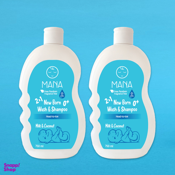 شامپو کودک و نوزاد مانا مدل سر و بدن حجم 750 میلی لیتر بسته 2 عددی