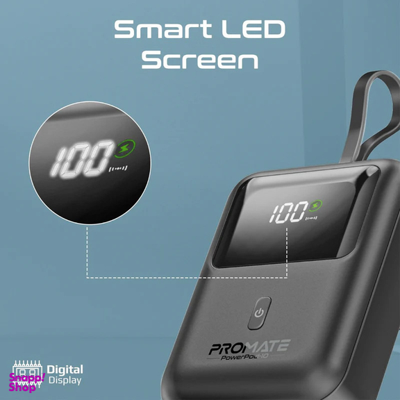 پاوربانک پرومیت مدل POWERPOD-10.BLK ظرفیت ۱۰۰۰۰ میلی آمپر ساعت