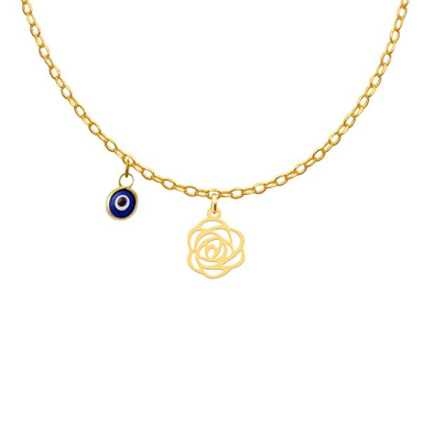 گردنبند طلا 18عیار دخترانه کرابو طرح گل رز مدل Kr11035
