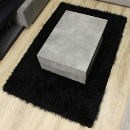 فرش ماشینی شاران هوم طرح خز پرز بلند مدل اسفنج دار زمینه مشکی