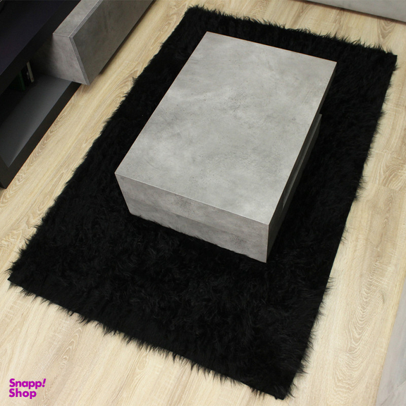 فرش ماشینی شاران هوم طرح خز پرز بلند مدل اسفنج دار زمینه مشکی