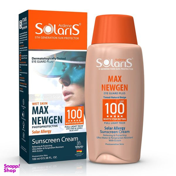کرم ضد آفتاب رنگی آردن سولاریس SPF100 مدل Max Newgen مناسب پوست های حساس حجم 100 میلی لیتر