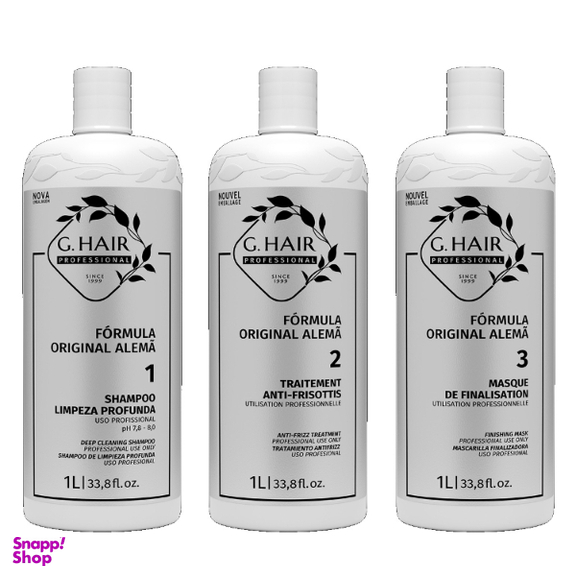 پک کراتین مو جی هیر رنگ سفید حجم 1 لیتر مجموعه ۳ عددی