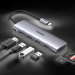 هاب 2 پورت Type C به USB 3.0 با یک پورت HDMI و درگاه کارت حافظه یوگرین (Ugreen) مدل CM195